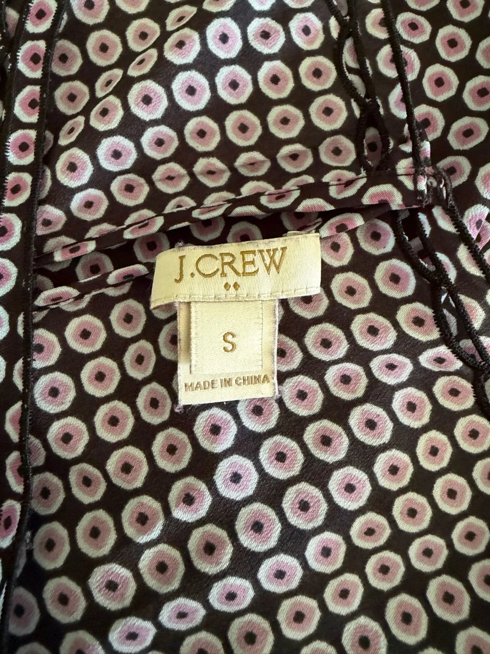 J. Crew Black and Purple Print 3/4 Sleeve Blouse Size S